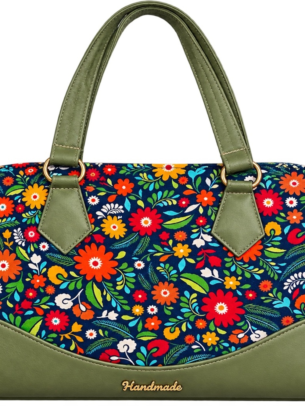 Floral Tote Bag in Olive Green